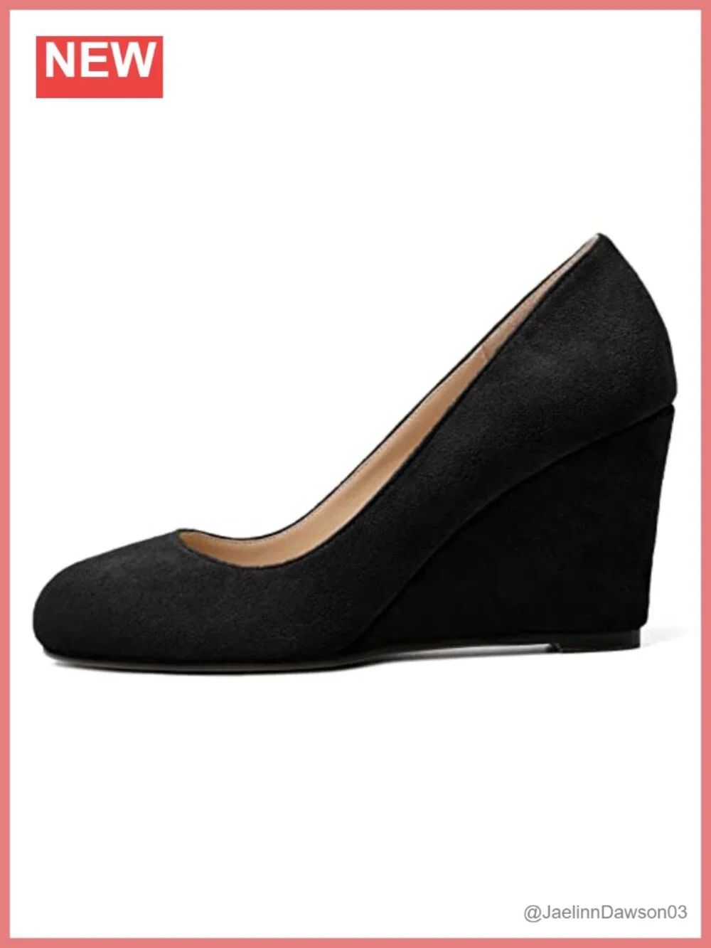 Women's Suede Wedge Pumps Slip On 3.5 Inch Heels for Work Party Wedding